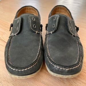 John varvatos navy Leather Boat Shoes